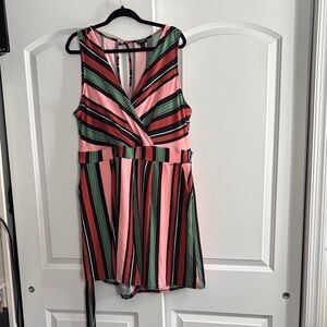 torrid Striped Sleeveless Romper in Pink, Green & Black